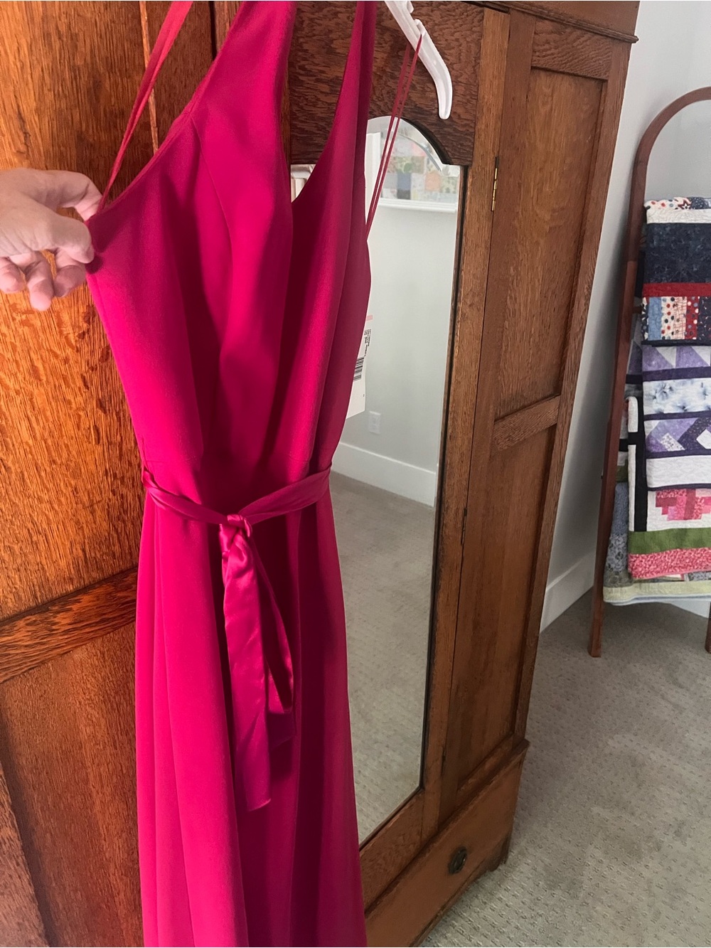 Evan Picone Sleeveless V-Neck Maxi Dress in Bright Fuchsia